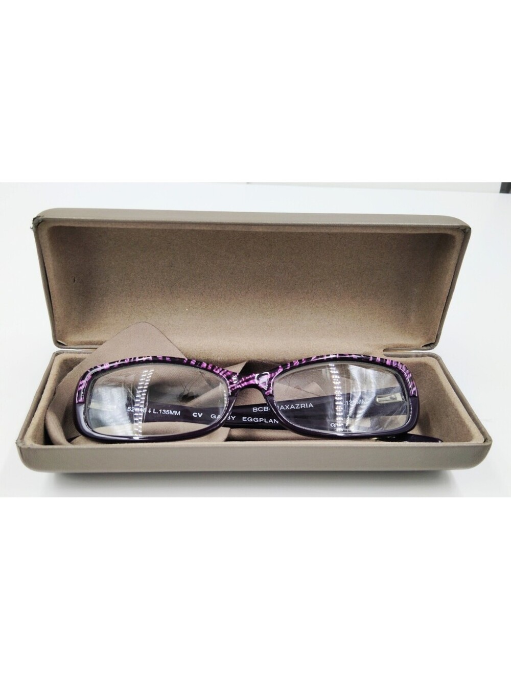 BCBGMAXAZRIA Gabby Eggplant Eyeglass Frames 52-16-135 Purple Women's w/ Case - Picture 9 of 10